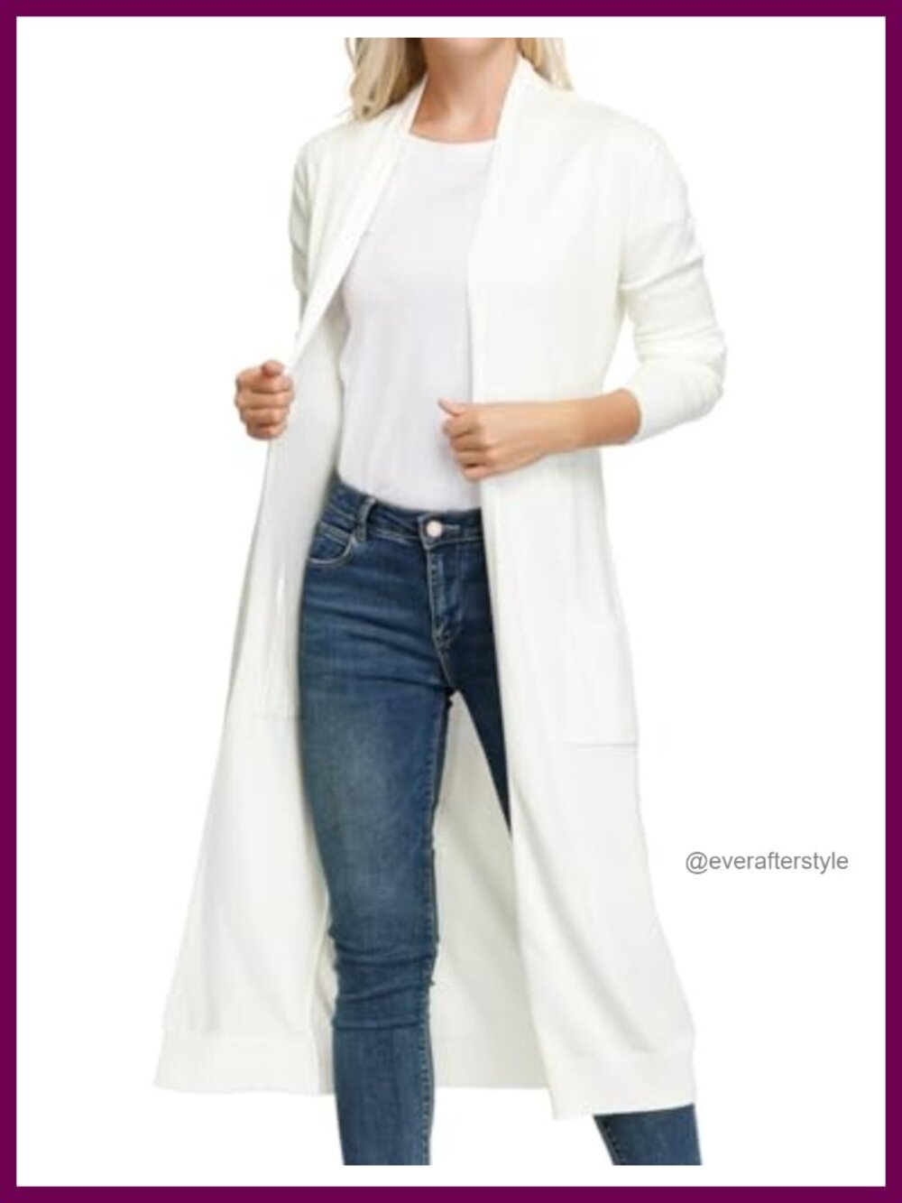 Open Front Maxi Long Knitted Cardigan Sweater with Pockets
